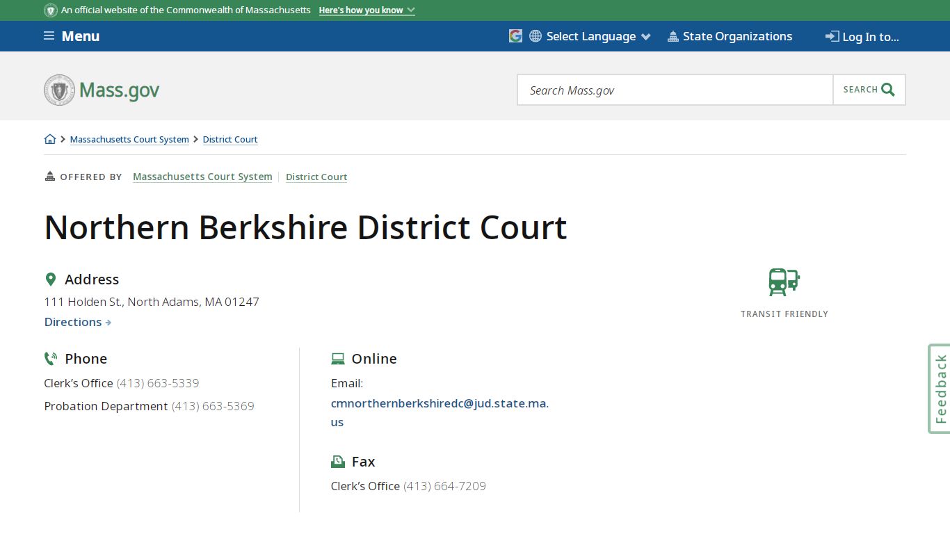 Northern Berkshire District Court | Mass.gov