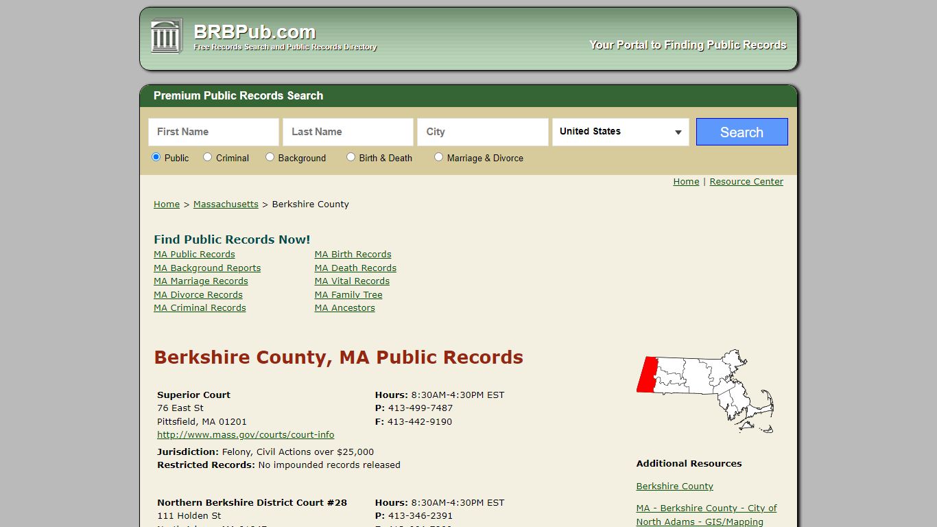 Berkshire County, MA Public Records - BRB Pub