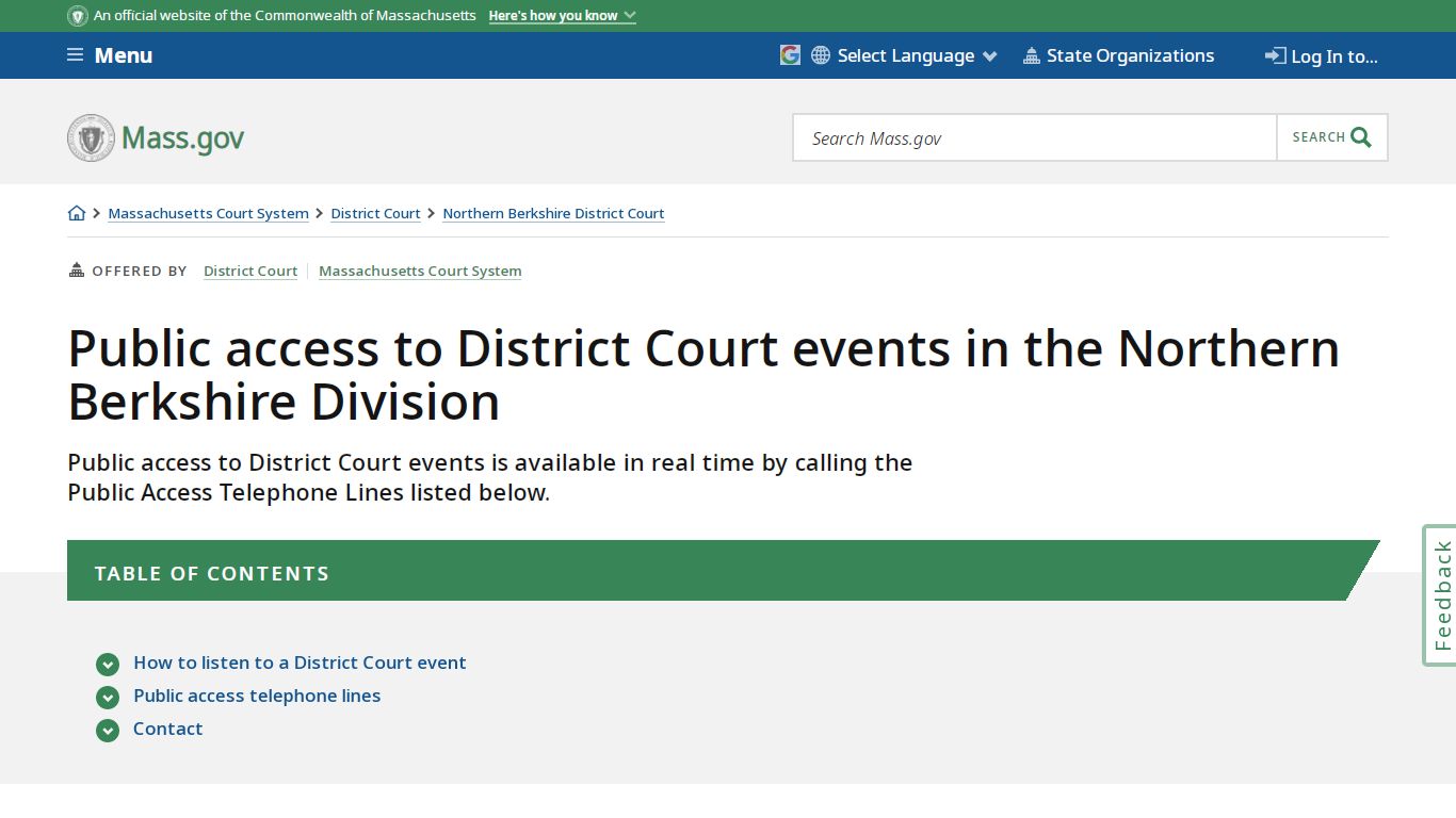 Public access to District Court events in the Northern Berkshire ...